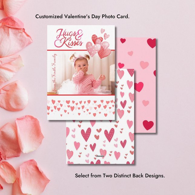 Hugs & Kisses Foto Valentine Ferienwohnung Feiertagskarte (Vertical Photo Valentine's Day Greeting Card)