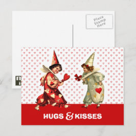 Hugs & Kisses Funny Kids Valentinstag Postkarten
