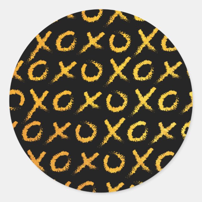 Hugs & Kisses (Gold) Runder Aufkleber (Vorderseite)
