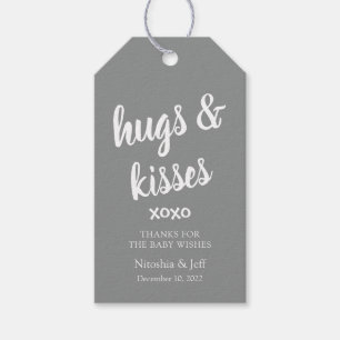 Hugs & Kisses Gray danke Ihnen Baby Shower Geschen Geschenkanhänger