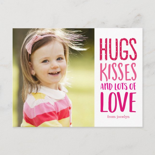 Hugs Kisses Liebe Valentinstag Postkarte (Vorderseite)