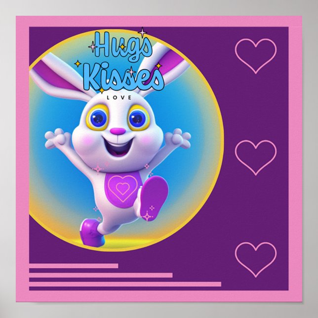 Hugs Kisses & Liebe Wall Picture Poster (Vorne)