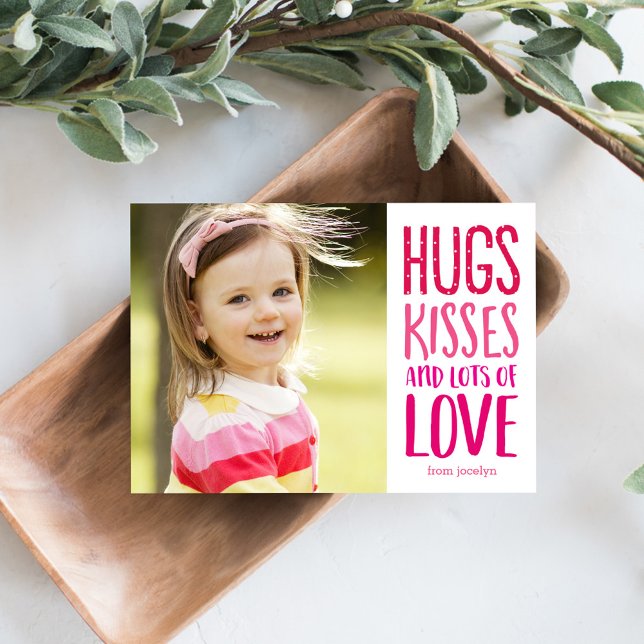 Hugs Kisses Love Valentine's Day Carte photo (Créateur téléchargé)
