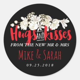 Hugs Kisses Mr. and Mrs Blume Wedding Sticker