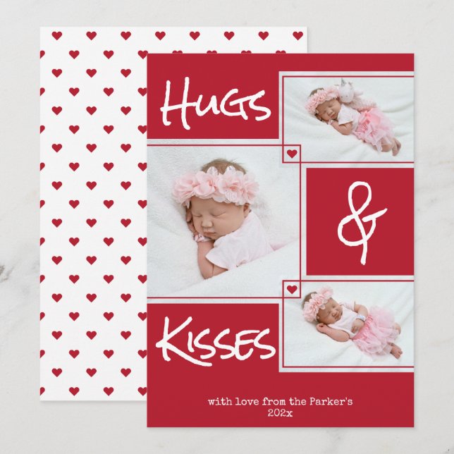 Hugs & Kisses Multi Foto Valentine Gruß (Vorne/Hinten)