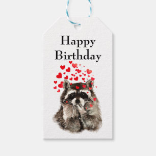 Hugs & Kisses Niedlich Raccoon Blows Kisses Birthd Geschenkanhänger