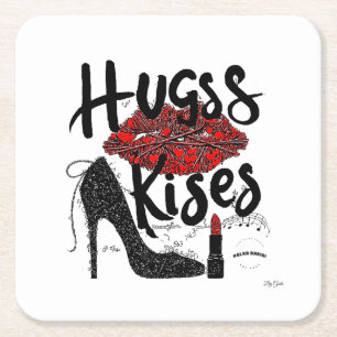 Hugs & Kisses Papieruntersetzer (6) Von Gaile Rechteckiger Pappuntersetzer