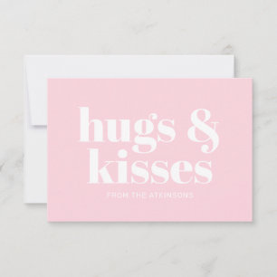Hugs & Kisses rosa, moderne Typografie-Karte