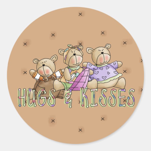 Hugs & Kisses Runder Aufkleber (Vorderseite)