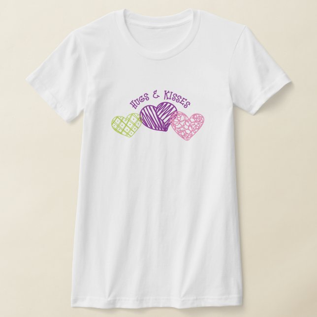 HUGS & KISSES Scribbly Hearts Valentingeschenk T-Shirt (Ablage )