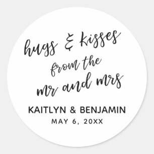 Hugs & Kisses von Mr. und Mrs. Schlicht, Simple Runder Aufkleber