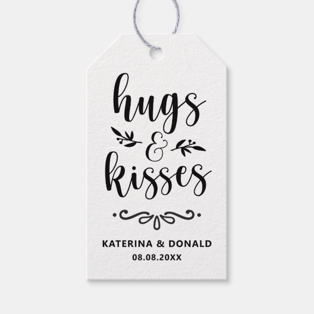 Hugs & Kisses Wedding | Brautparty Gefallen Gesche Geschenkanhänger (Vorderseite)