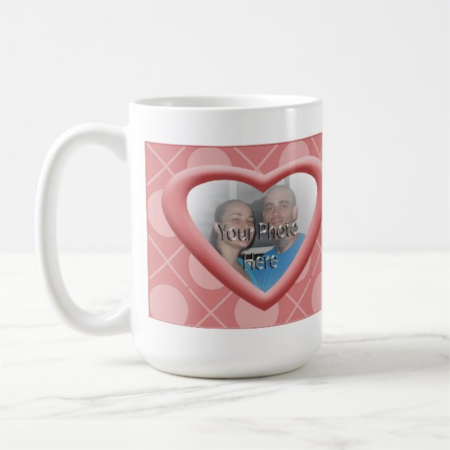 Hugs & Kisses XOXO Herz-Foto Tasse (Links)