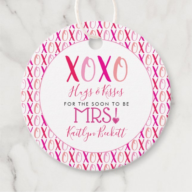 Hugs & Kisses (XOXO) Valentine's Day Bridal Shower Geschenkanhänger (Vorderseite)
