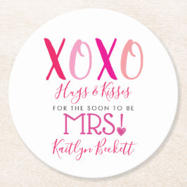 Hugs & Kisses (XOXO) Valentinstag Brautparty Runder Pappuntersetzer