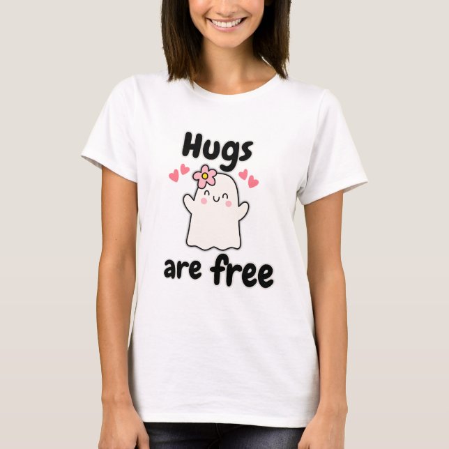 Hugs sind frei - Niedliches Halloween-Geist T-Shirt (Vorderseite)