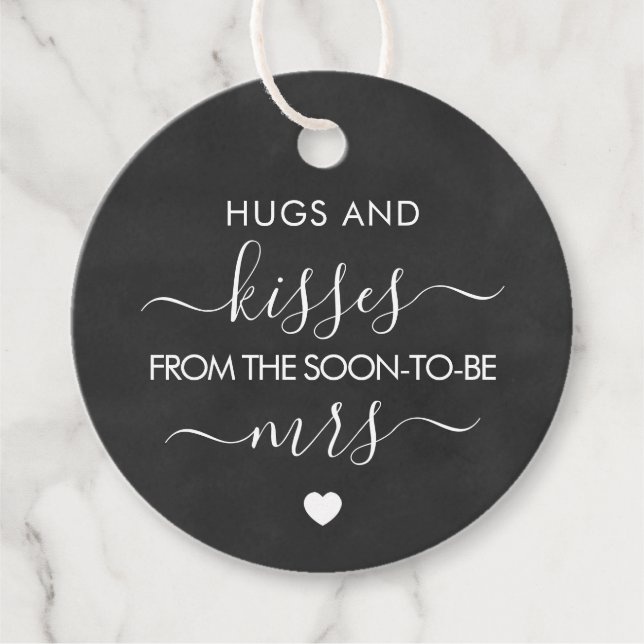 Hugs und Kisses aus dem Bald zu Frau Chalkboard Geschenkanhänger (Vorderseite)