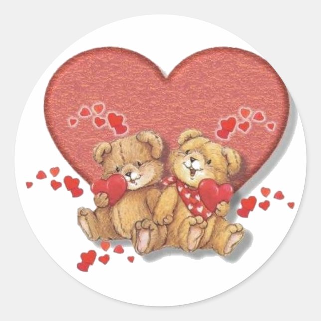 Hugs und Kisses Bears Runder Aufkleber (Vorderseite)