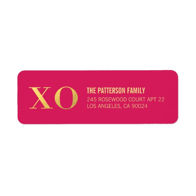 Hugs und Kisses | Gold Shine Address Labels (Vorne)
