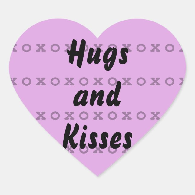 Hugs und Kisses Herz-Aufkleber (Vorderseite)