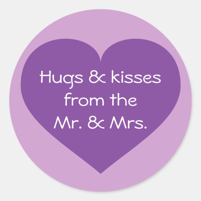 Hugs und Kisses Lila Heart Runder Aufkleber (Vorderseite)