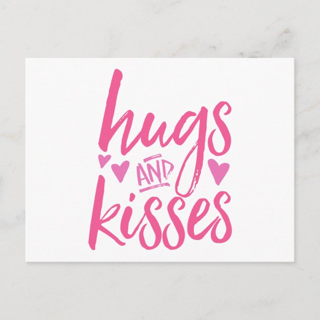 Hugs und Kisses mit Herz Postkarte (Vorderseite)