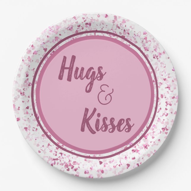 Hugs und Kisses Pappteller (Vorderseite)