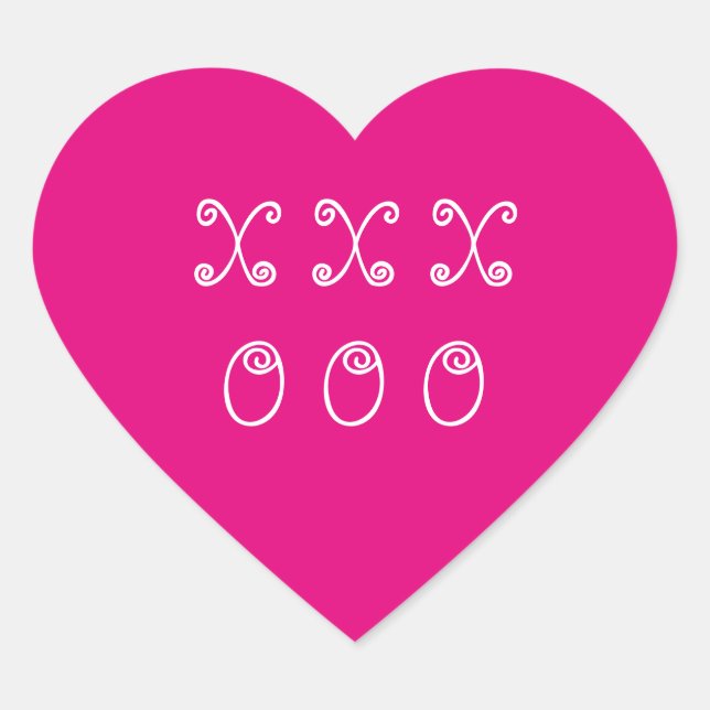 Hugs und Kisses Pink Heart Herz-Aufkleber (Vorderseite)