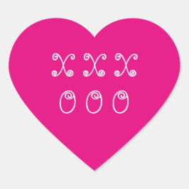 Hugs und Kisses Pink Heart Herz-Aufkleber