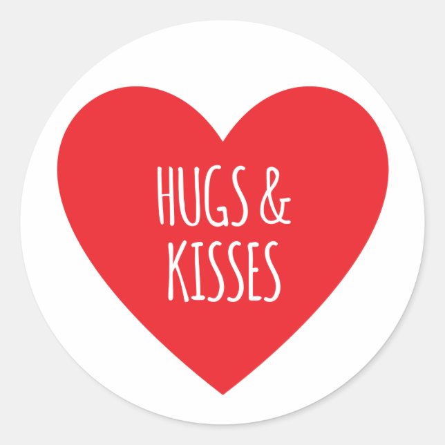 Hugs und Kisses Runder Aufkleber (Vorderseite)