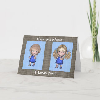 Hugs und Kisses Twins Happy Birthday Karte