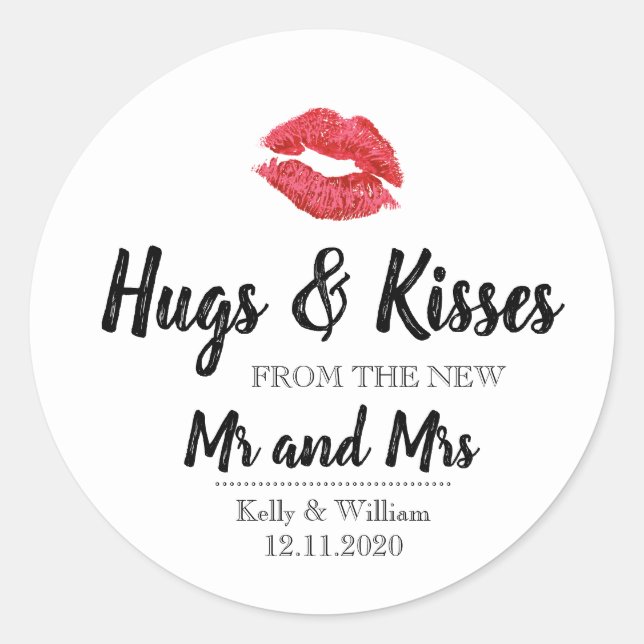 Hugs und Kisses von den neuen Mr. und Mrs. Sticker (Vorderseite)