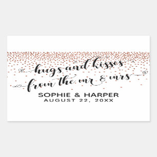 Hugs und Kisses von Mr. & Mrs. Copper Confetti Rechteckiger Aufkleber