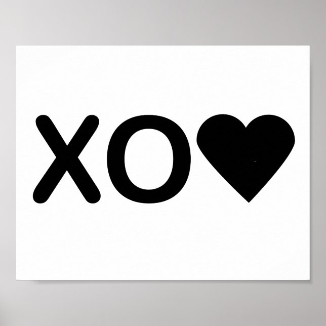 Hugs und Kisses XO Heart Black Poster (Vorne)