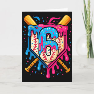 Hugvyn 6. Geburtstag Baseball Eis Drip Nummer Karte