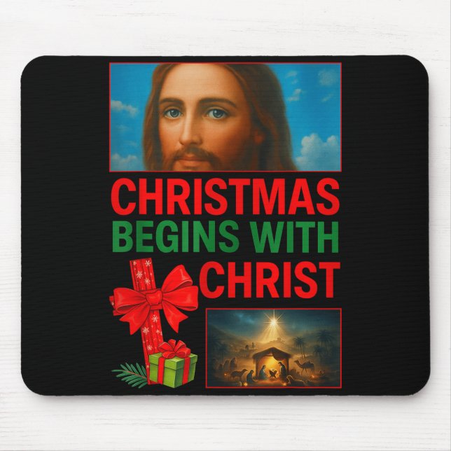 Hugvyn Christmas Begins With Christ Jesus Cross Ch Mousepad (Vorne)