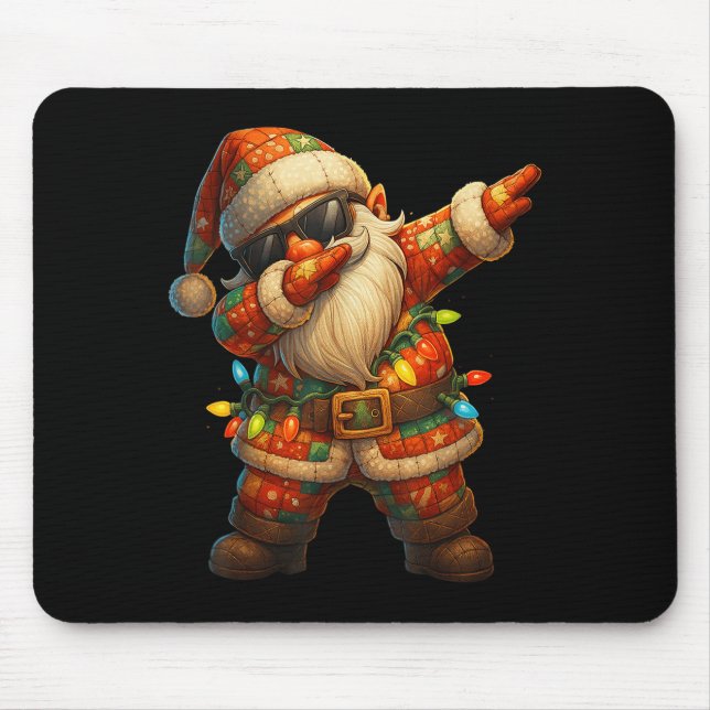 Hugvyn Christmas_ Patchwork Dabbing Santa Claus Xm Mousepad (Vorne)