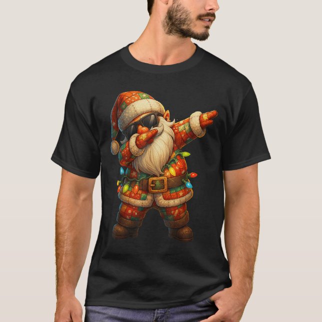 Hugvyn Christmas_ Patchwork Dabbing Santa Claus Xm T-Shirt (Vorderseite)