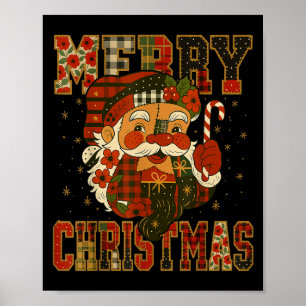 Hugvyn Christmas_ Santa Claus Patchwork Merry Chri Poster