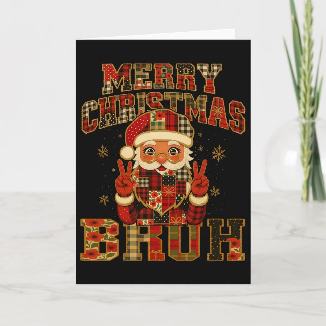 Hugvyn Christmas Santa Claus Patchwork Merry Chris Karte (Vorderseite)