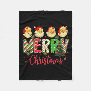 Hugvyn Christmas_ Vintag Santa Claus Face Merry C Fleecedecke