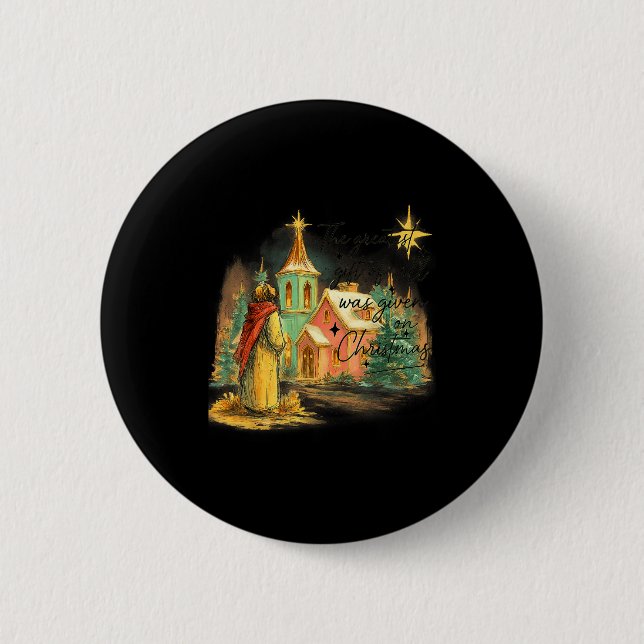 Hugvyn Geschenk aller Geschenke Religiöses Weihnac Button (Vorderseite)