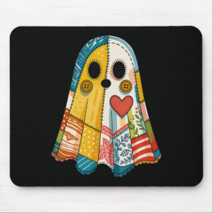 Hugvyn Halloween Patchwork Ghost Spooky Quilt Ghos Mousepad