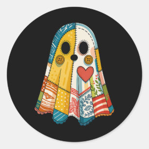 Hugvyn Halloween Patchwork Ghost Spooky Quilt Ghos Runder Aufkleber