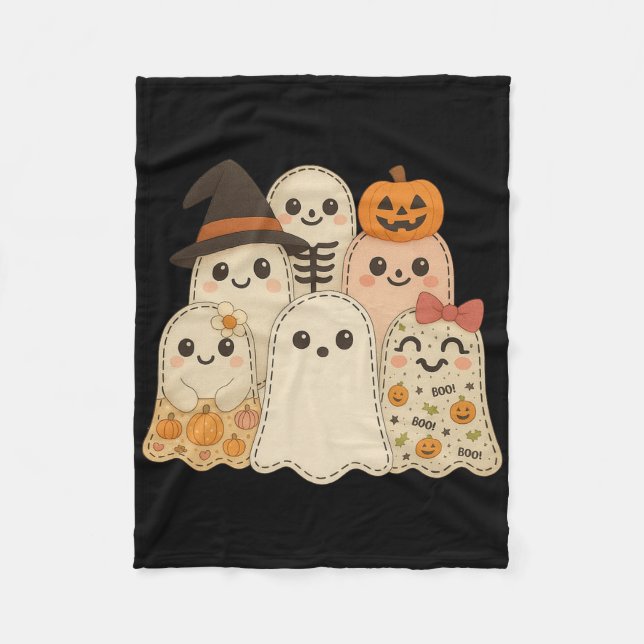 Hugvyn Halloween Patchwork Quilt Ghost Matching Fa Fleecedecke (Vorderseite)