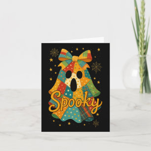 Hugvyn Halloween Patchwork Spooky Ghost Bow Preppy Karte