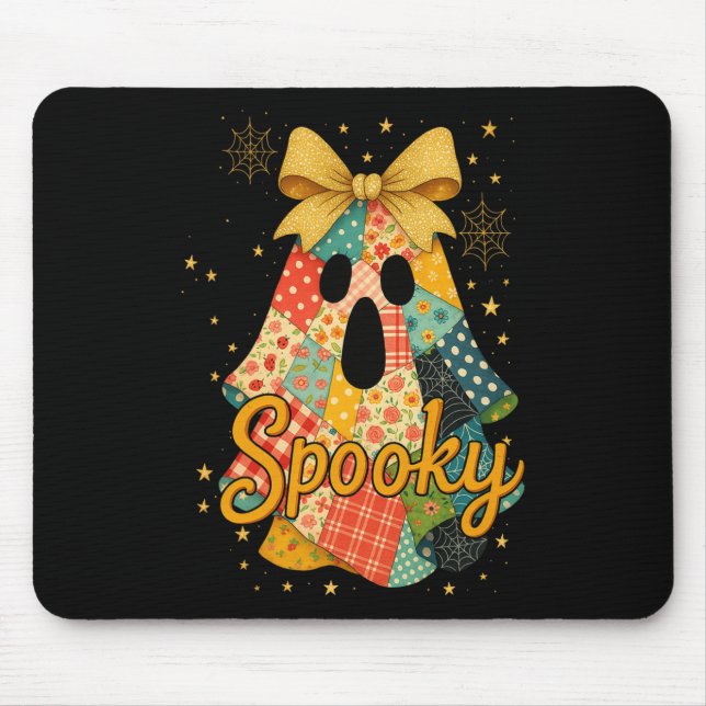 Hugvyn Halloween Patchwork Spooky Ghost Bow Preppy Mousepad (Vorne)