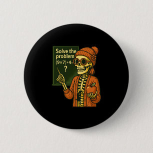 Hugvyn Halloween Skelett Sechs Sieben 67 Meme Pemd Button