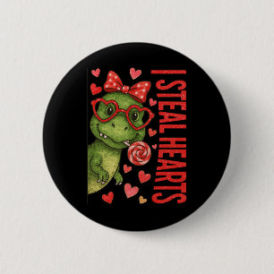 Hugvyn I Steal Hearts Jungen T Rex Valentine Dinos Button