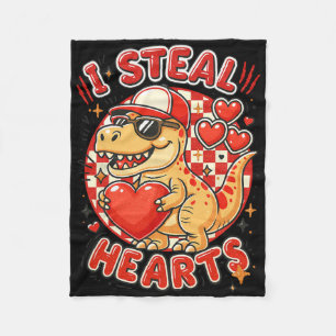 Hugvyn I Steal Hearts Valentinstag Jungen Dinosaur Fleecedecke